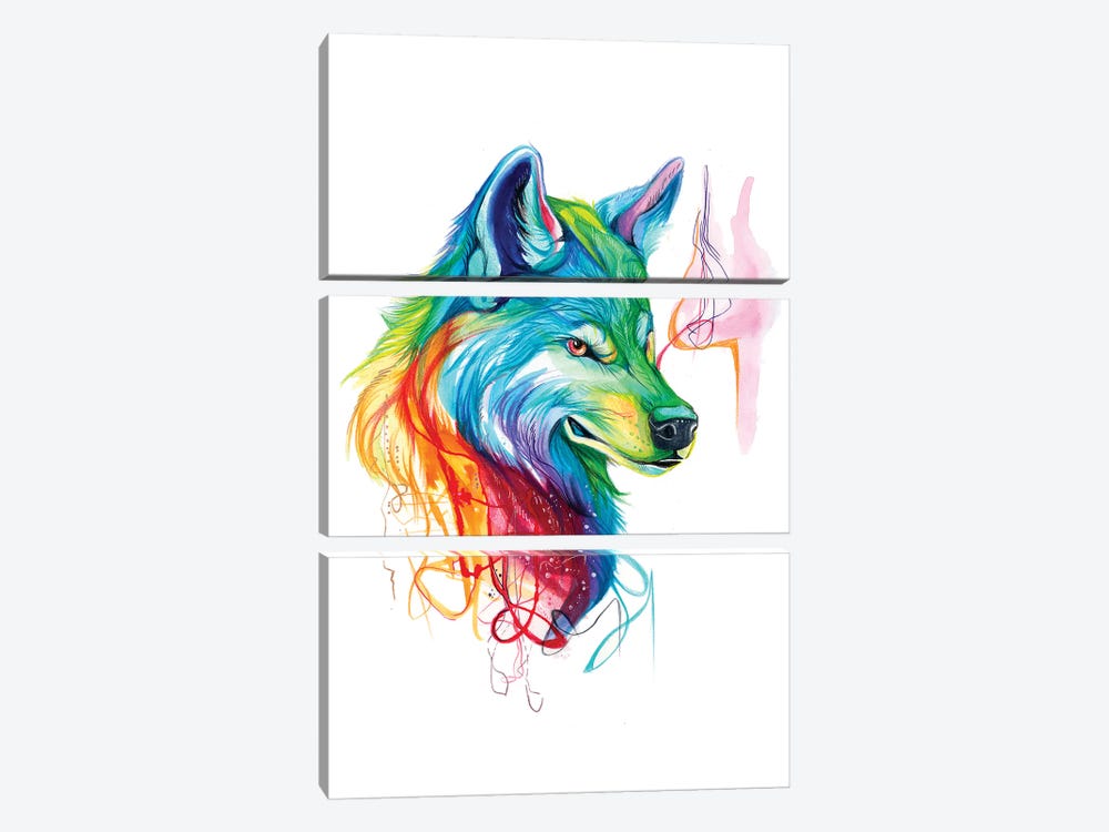 Colorful Wolf by Katy Lipscomb 3-piece Canvas Artwork