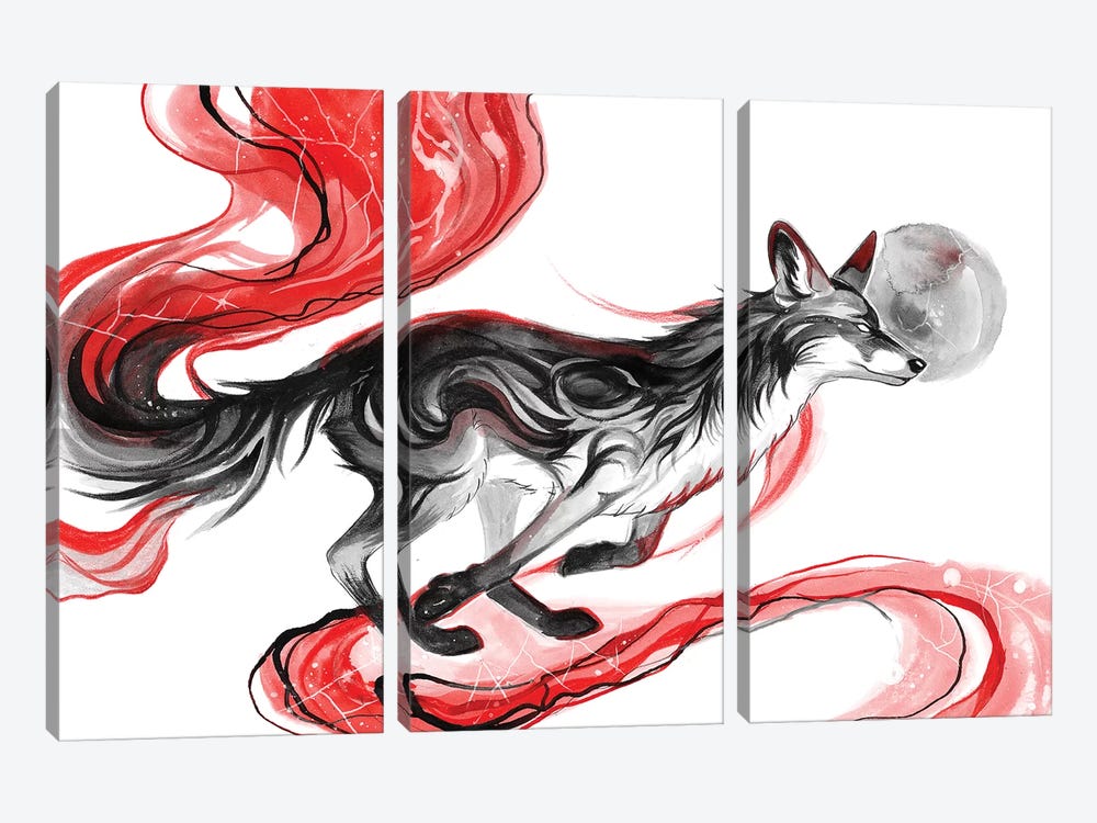 Dark Fox by Katy Lipscomb 3-piece Canvas Artwork