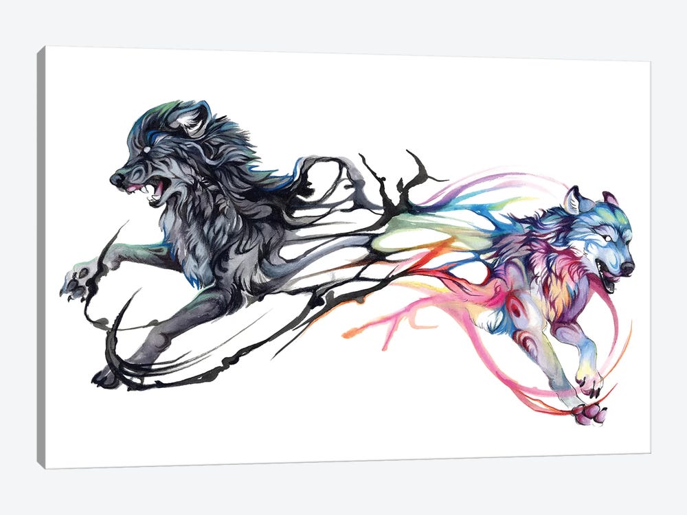 Double-Wolf by Katy Lipscomb 1-piece Canvas Print