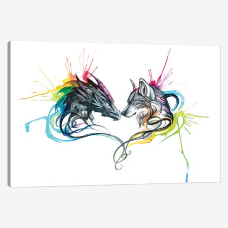 Dragon Wolf Splash Canvas Print #KLI31} by Katy Lipscomb Canvas Art