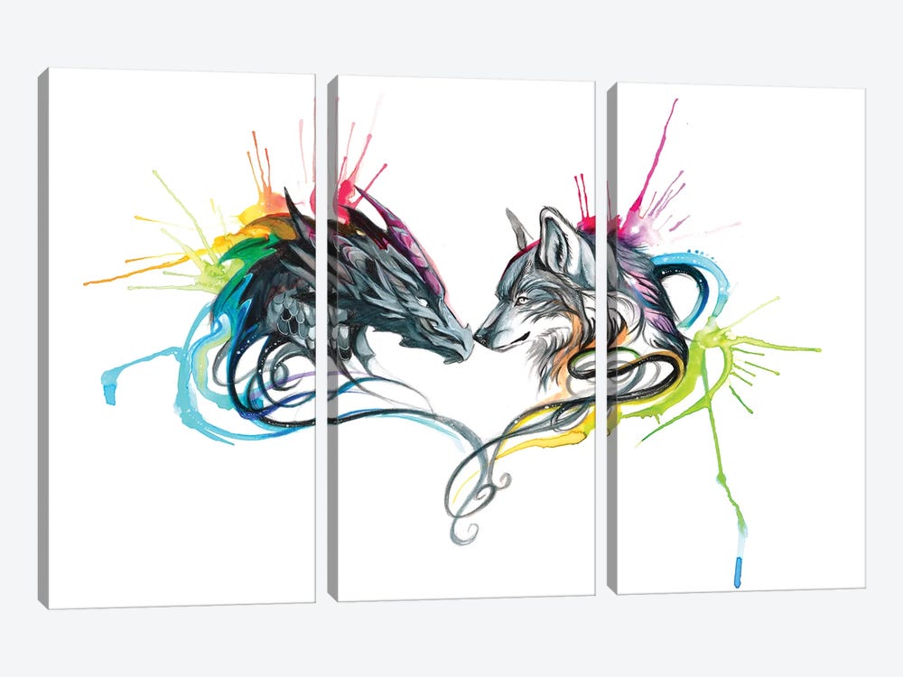 Dragon Wolf Splash 3-piece Art Print