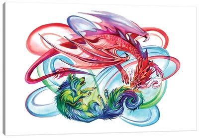 Duel Canvas Art Print - Dragon Art