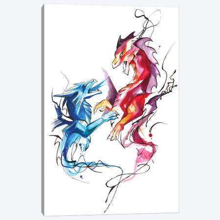 Dueling Dragons Canvas Print #KLI36} by Katy Lipscomb Canvas Art Print