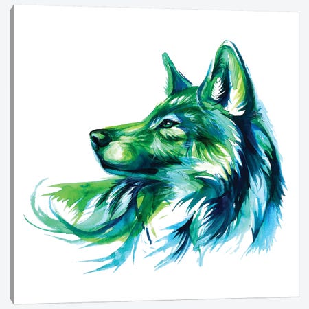 Emerald Wolf Canvas Print #KLI42} by Katy Lipscomb Art Print