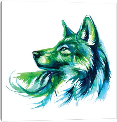 Emerald Wolf Canvas Art Print - Katy Lipscomb