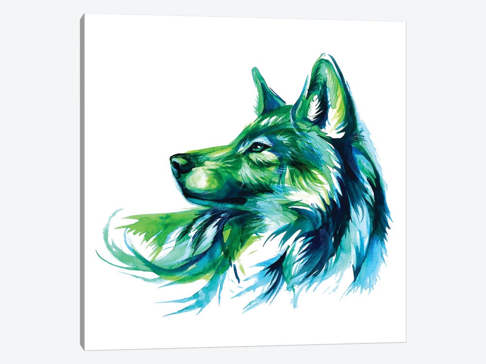 Emerald Wolf Art Print by Katy Lipscomb | iCanvas