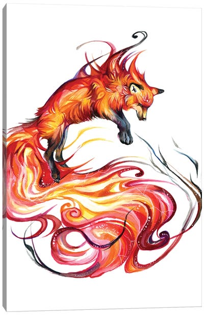 Fire Galaxy Fox Canvas Art Print - Katy Lipscomb