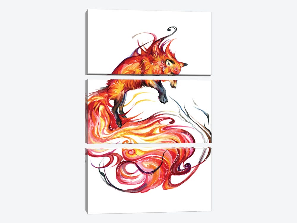 Fire Galaxy Fox 3-piece Canvas Print