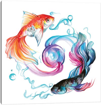 Fish - Pair Canvas Art Print - Katy Lipscomb