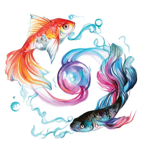 Kids Ocean Life Art: Fish - Pair by Katy Lipscomb