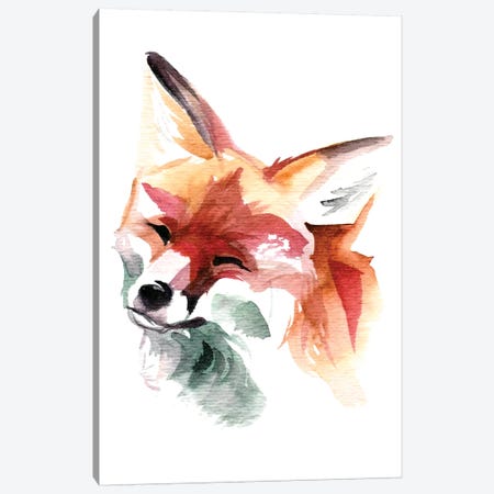 Happy Fox Canvas Print #KLI57} by Katy Lipscomb Art Print