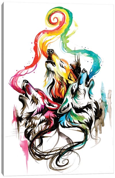 Howling Wolf Triad I Canvas Art Print - Katy Lipscomb