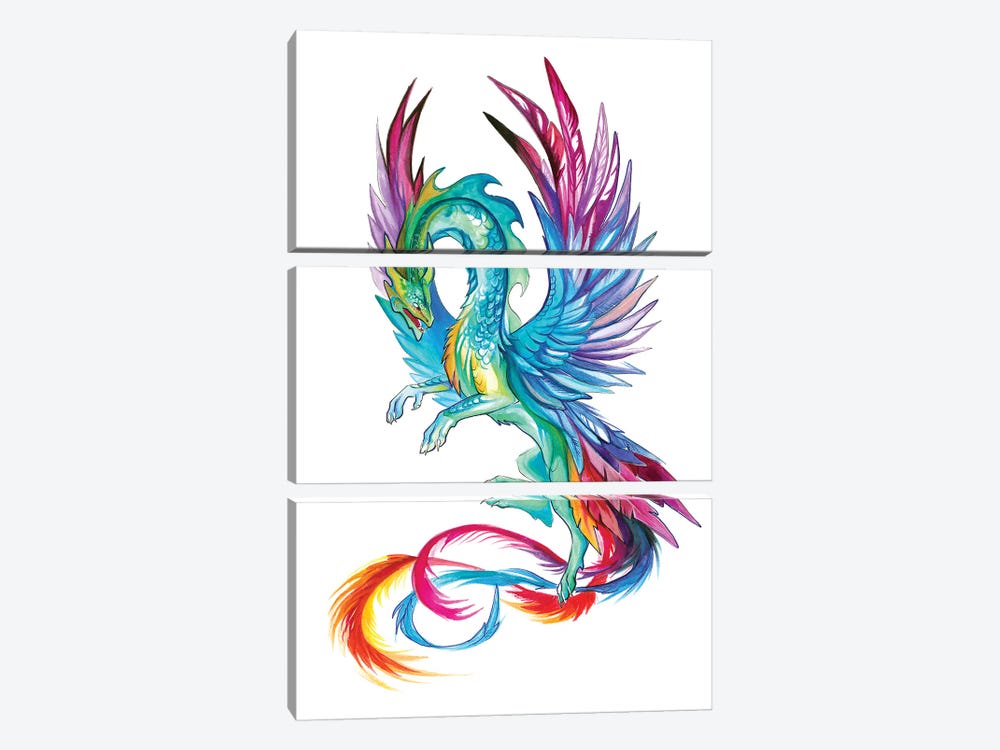 Hummingbird Dragon by Katy Lipscomb 3-piece Canvas Print