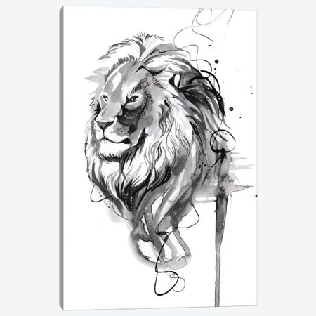 Ink Wash Lion Canvas Print #KLI66} by Katy Lipscomb Canvas Artwork