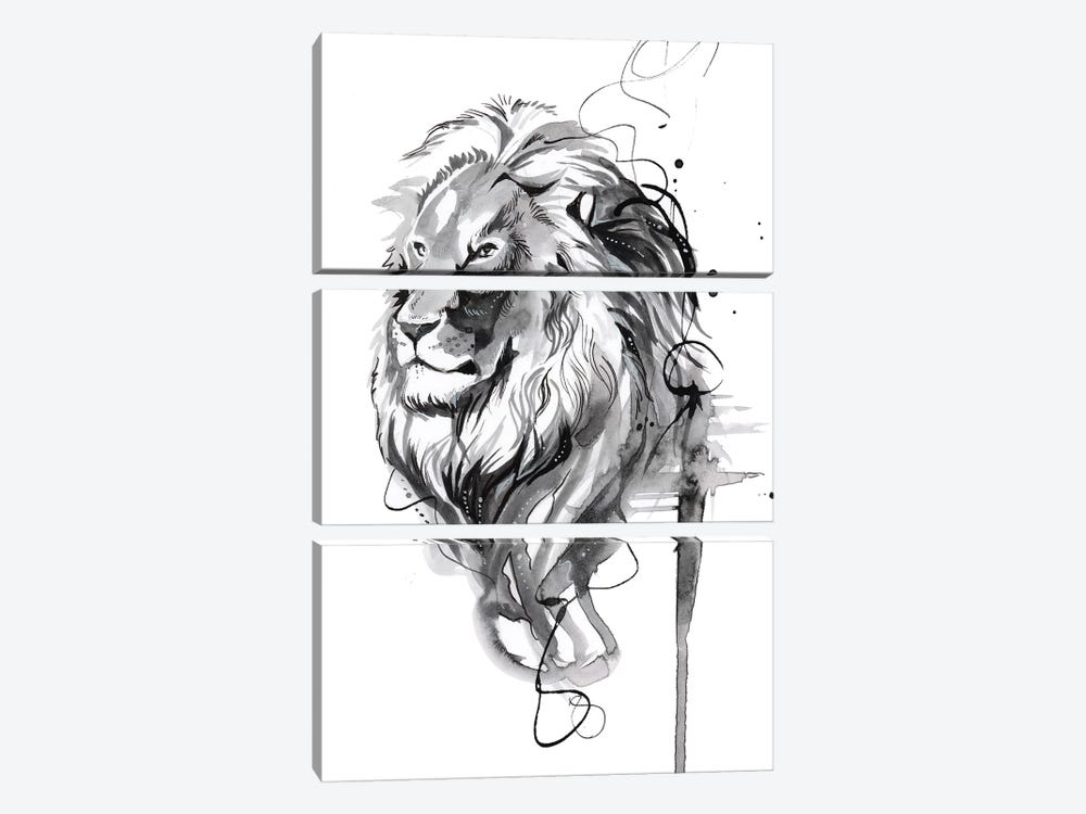 Ink Wash Lion by Katy Lipscomb 3-piece Canvas Art Print