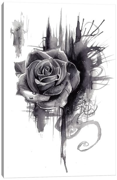 Ink Wash Rose Canvas Art Print - Katy Lipscomb