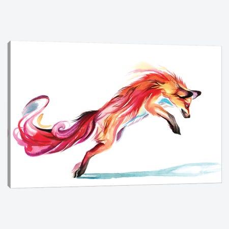 Jumping-Fox Canvas Print #KLI69} by Katy Lipscomb Canvas Art Print
