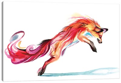 Jumping-Fox Canvas Art Print - Katy Lipscomb