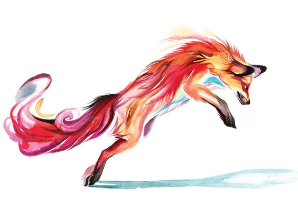 Foxes: Jumping-Fox by Katy Lipscomb