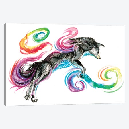 Jumping Rainbow Fox Canvas Print #KLI70} by Katy Lipscomb Canvas Artwork