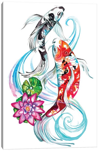 Koi Pair Canvas Art Print - Koi Fish Art