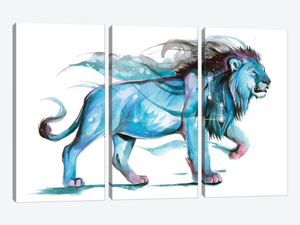 Leo - Blue by Katy Lipscomb 3-piece Canvas Art Print