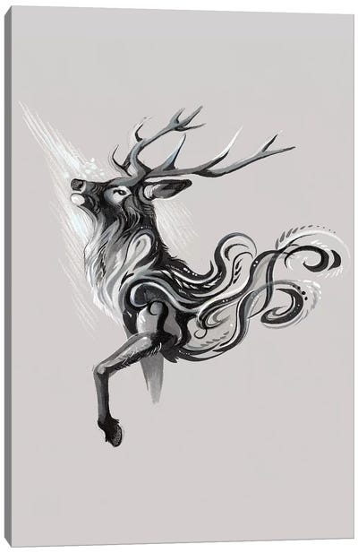 Black Stag Canvas Art Print - Katy Lipscomb