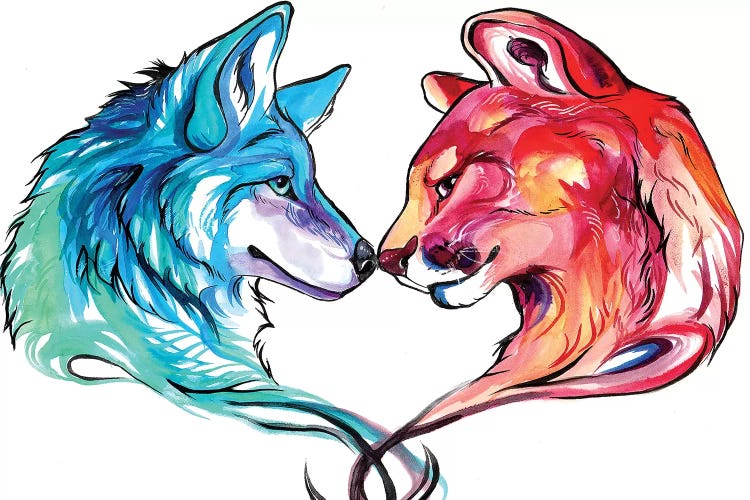Mountain Lion and Wolf by Katy Lipscomb wall art