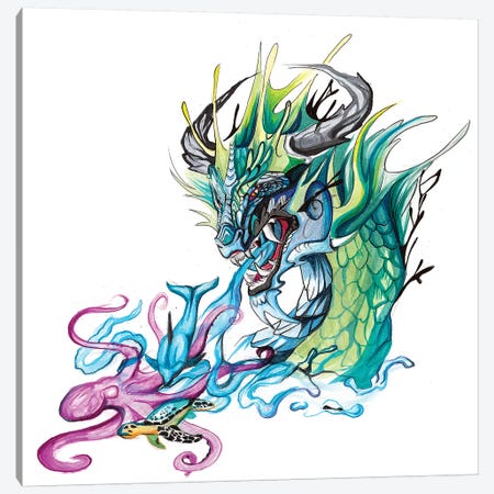 Ocean Dragon Canvas Print #KLI86} by Katy Lipscomb Canvas Artwork