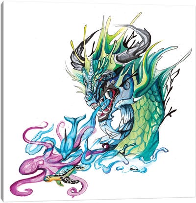 Ocean Dragon Canvas Art Print - Katy Lipscomb