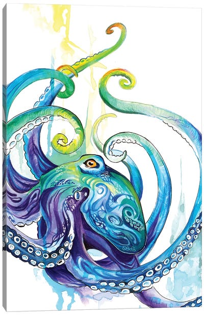 Octopus Canvas Art Print - Kids Ocean Life Art