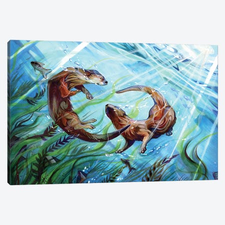 Otters Canvas Print #KLI89} by Katy Lipscomb Canvas Print