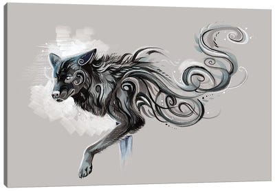Black Wolf Canvas Art Print - Katy Lipscomb
