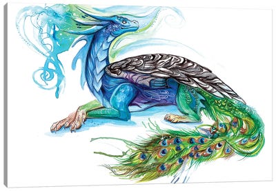 Peacock Dragon Canvas Art Print - Katy Lipscomb