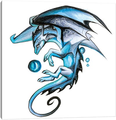 Blue Mystic Dragon Canvas Art Print - Katy Lipscomb