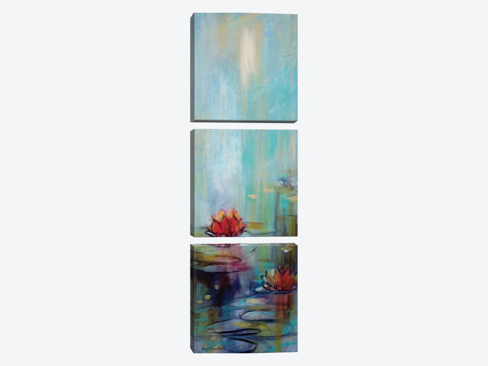 Aqua Lotus I by Karen Lorena Parker 3-piece Canvas Art Print