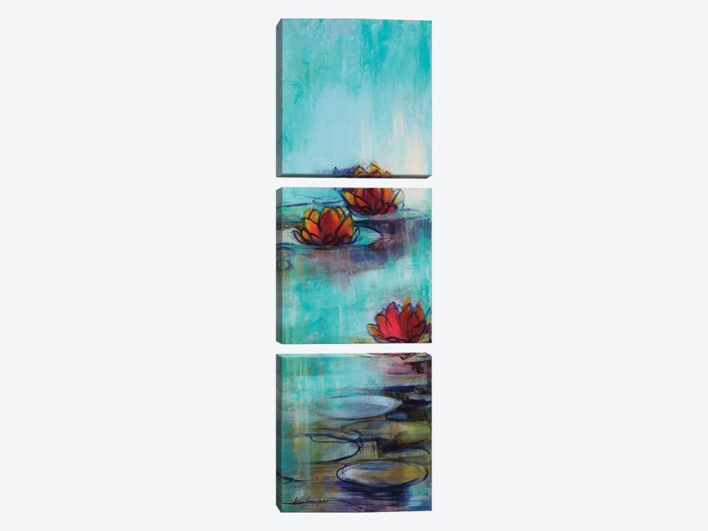 Aqua Lotus II by Karen Lorena Parker 3-piece Canvas Artwork