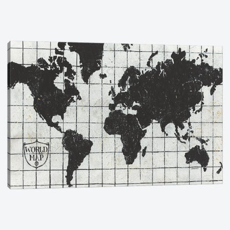 Black Gild World Map I Crest Canvas Print #KLV15} by Kathrine Lovell Canvas Artwork