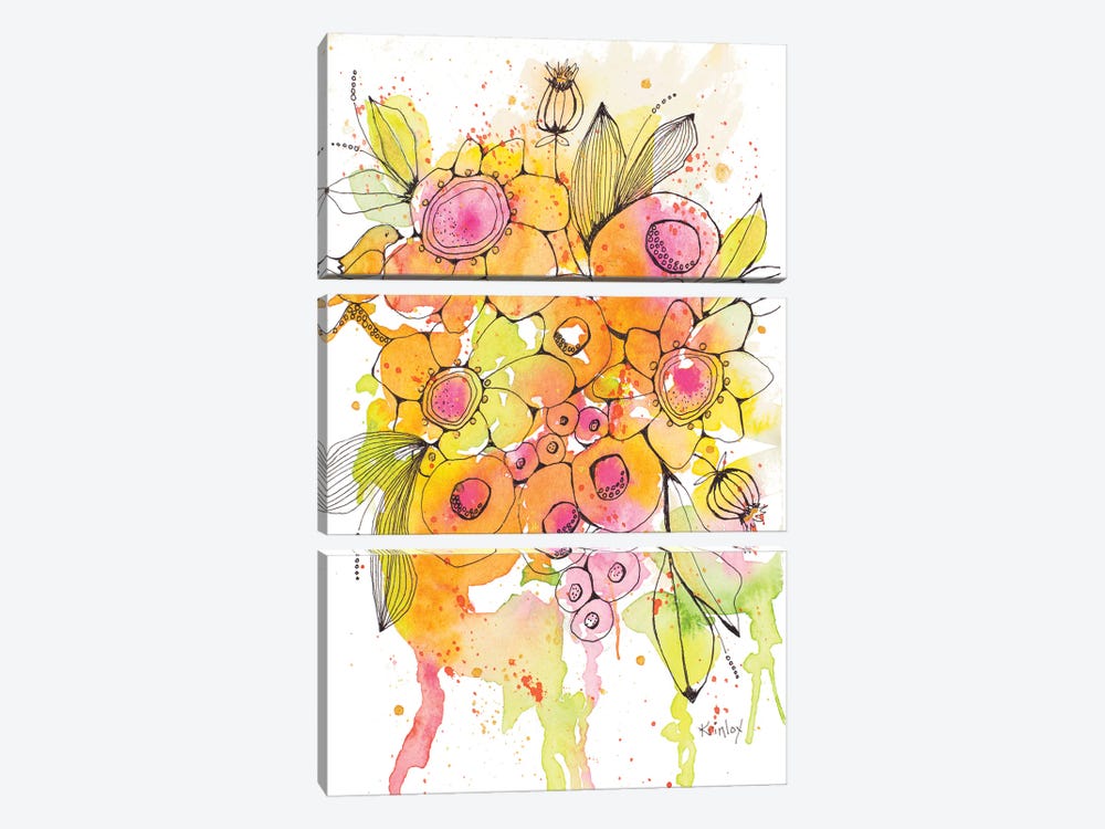 Bursting Wildflowers I by Krinlox 3-piece Canvas Print