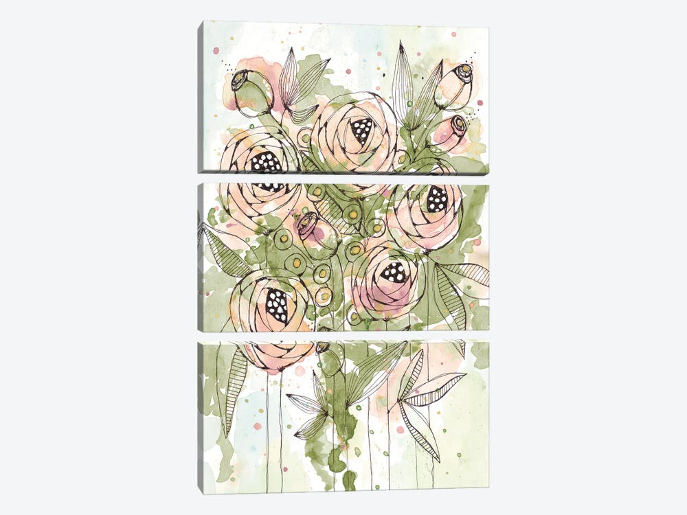 Blush and Green Floral by Krinlox 3-piece Canvas Wall Art