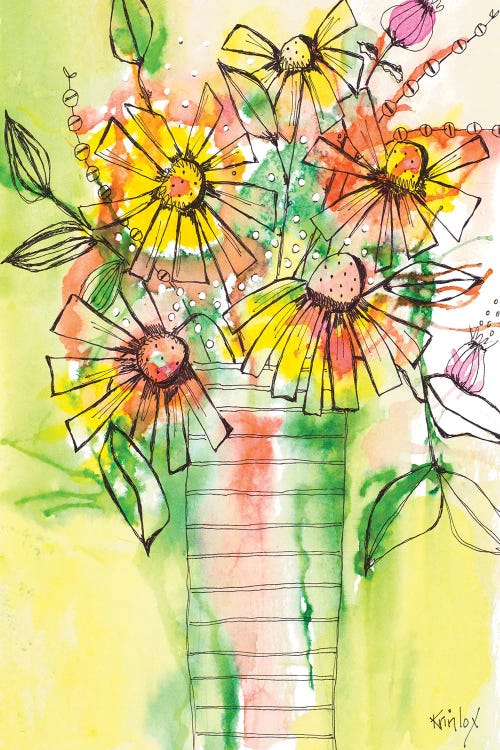 Bursting Wildflowers in Vase