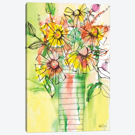 Bursting Wildflowers in Vase Canvas Print #KLX23} by Krinlox Canvas Wall Art
