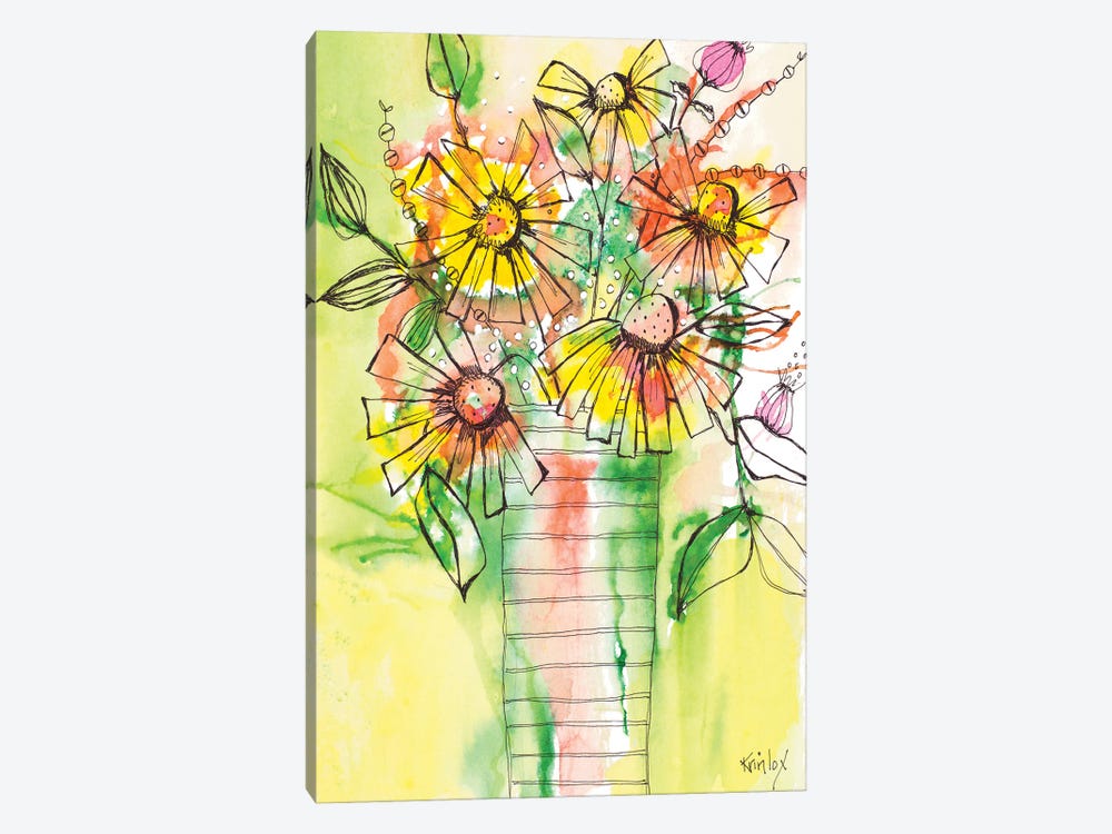 Bursting Wildflowers in Vase by Krinlox 1-piece Canvas Artwork