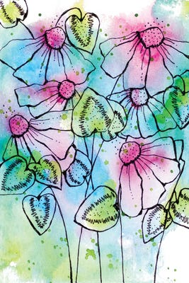 Vibrant Bursts and Blossoms Canvas Art by Krinlox | iCanvas