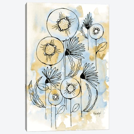Yellow and Blue Blooms I Canvas Print #KLX34} by Krinlox Canvas Artwork