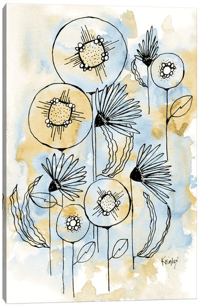 Yellow and Blue Blooms I Canvas Art Print