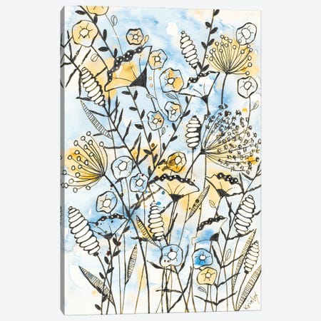 Yellow and Blue Blooms II Canvas Print #KLX35} by Krinlox Canvas Artwork