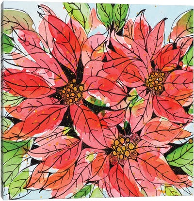 Vibrant Poinsettias I Canvas Art Print