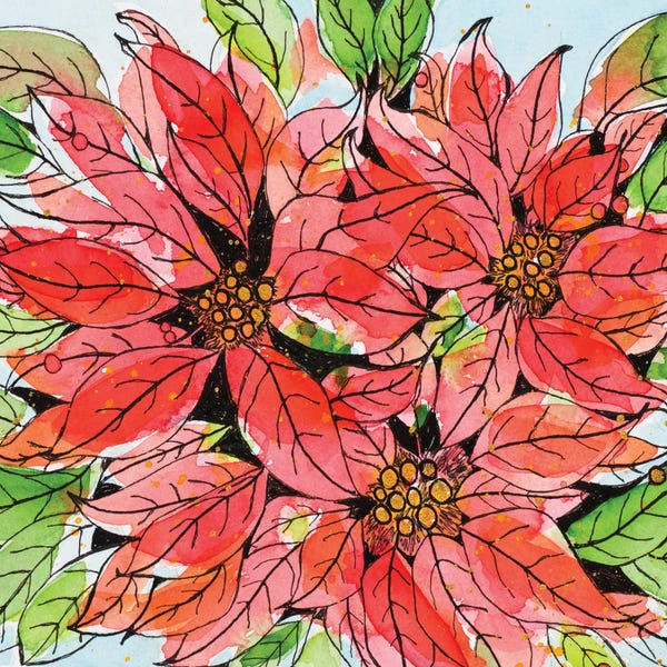 Poinsettias: Vibrant Poinsettias I by Krinlox