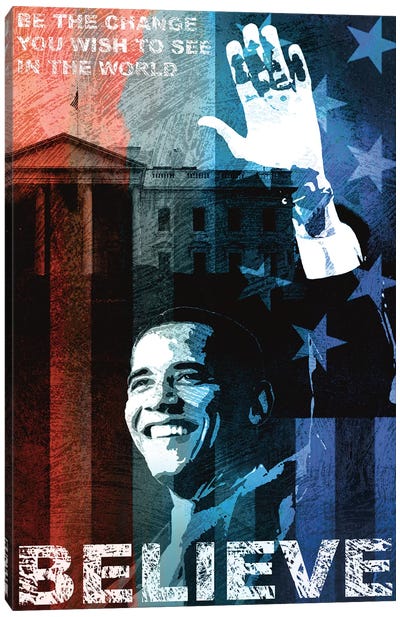 Obama: Believe Canvas Art Print - Keith Mallett